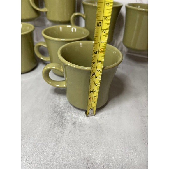 Vintage 7 Franciscan Earthenware Pebble Beach Tea Coffee Cup Avocado Green MCM - Picture 7 of 8